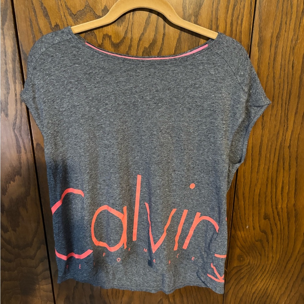 Calvin Klein Gray and Pink Women's Top